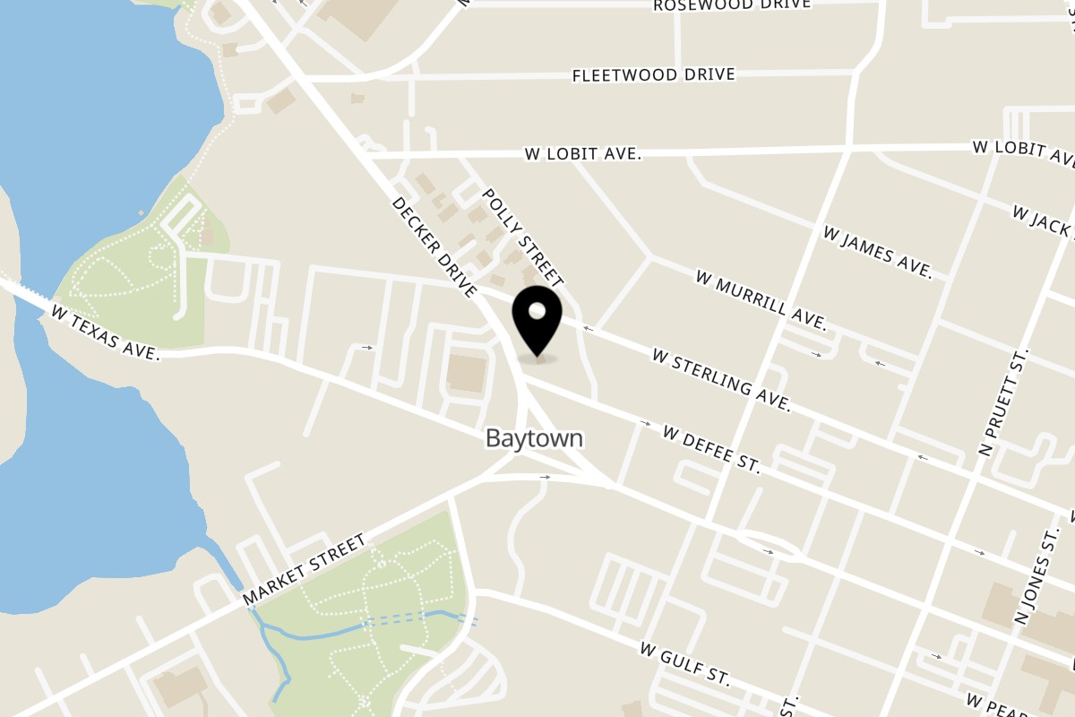 Map showing the location of Pineapple Xpress Chinese Cafe on 900 Decker Dr in Baytown